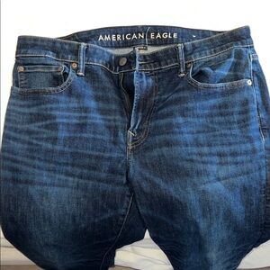 American Eagle Outfitters Men's Dark Blue Relaxed Jeans